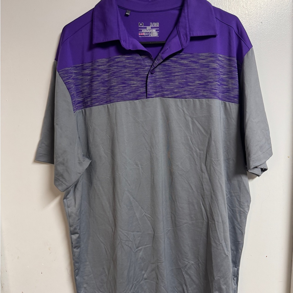 Under Armour Men's Purple and Gray Polo Shirt XL